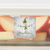Green Cute Snowman Vacances Étiquettes (Apposé)