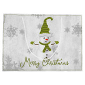 Green Cute Snowman Vacances Sac cadeau (Dos)