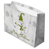 Green Cute Snowman Vacances Sac cadeau (Dos Angle)