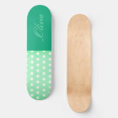 Green-cyan Poka Dot Skateboard (Voorkant)