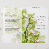 Green Cymbidium Orchid Floral Wedding Programme (Devant / Derrière)