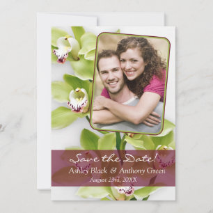 Green Cymbidium Orchid Photo Wedding Save the Date