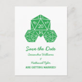 Green D20 Dice Enregistrer la carte postale Date (Devant)