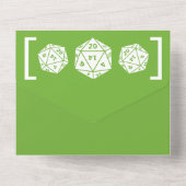 Green D20 Dice Gamer All in One Wedding Invitation (Verso)
