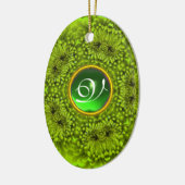 GREEN DAHLIA EMERALD MONOGRAM KERAMISCH ORNAMENT (Links)