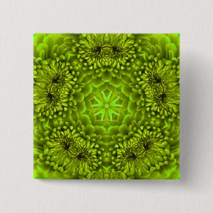 GREEN DAHLIA VIERKANTE BUTTON 5,1 CM