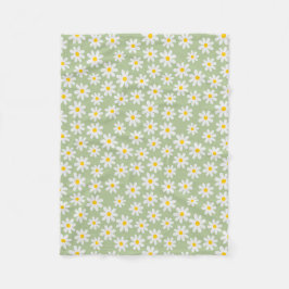 Green Daisy Blanket Fleece Deken