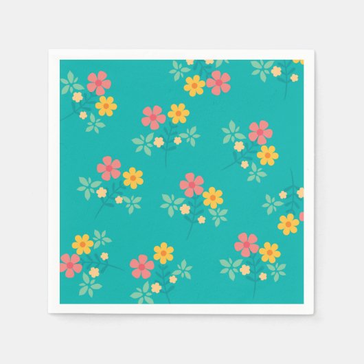 Green Daisy Bouquet Pattern Servet (Voorkant)