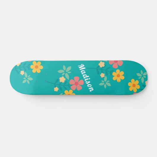 Green Daisy Bouquet Pattern Skateboard (Horizontaal)