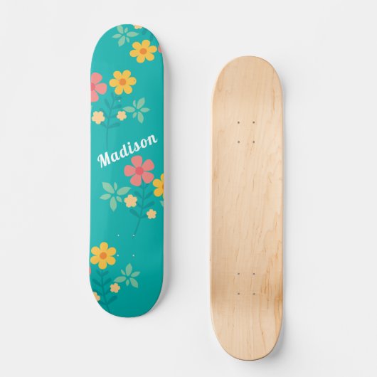 Green Daisy  Bouquet Pattern Skateboard (Voorkant)