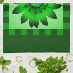 Green Daisy Flower #2 Kitchen Towel Theedoek