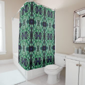 Green Daisy Flowers Abstract Pattern Douchegordijn (In situ)