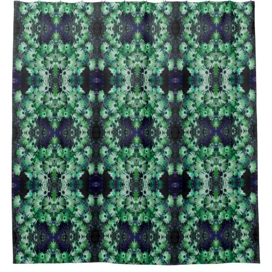 Green Daisy Flowers Abstract Pattern Douchegordijn (Voorkant)