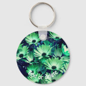 Green Daisy Flowers gepersonaliseerd Sleutelhanger (Voorkant)