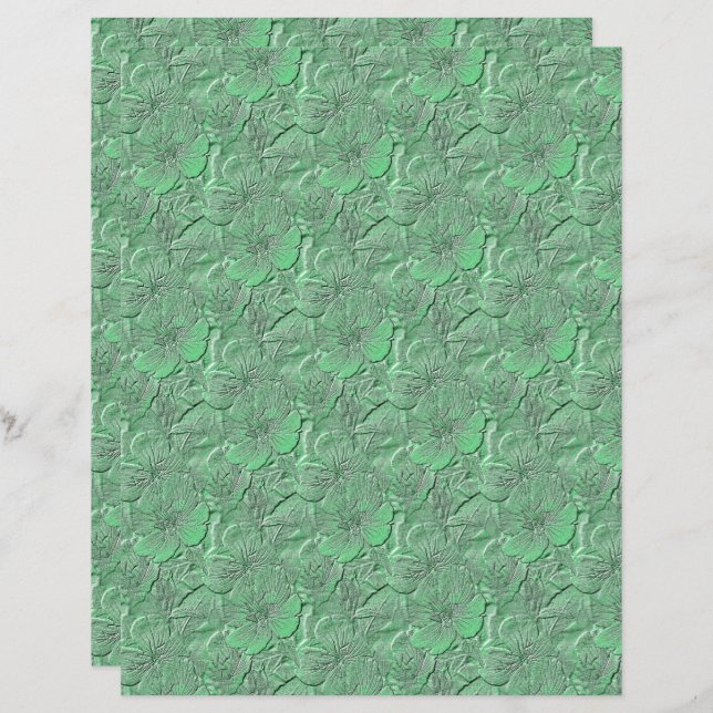 Green Daisy Flowers Natuur Art Pattern Scrapbook (Voorkant / Achterkant)