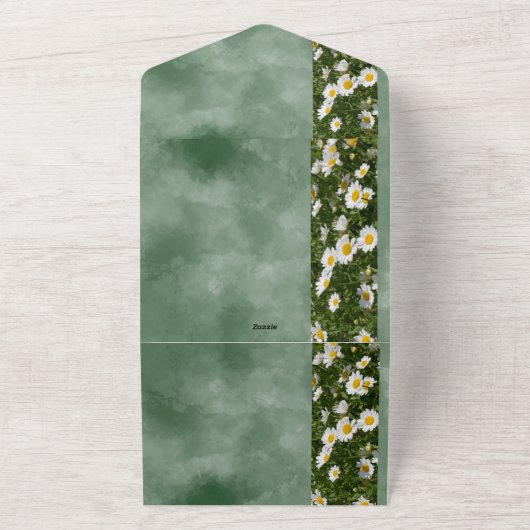 Green Daisy Formal All in One Wedding Invitation (Dehors)