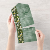 Green Daisy Formal All in One Wedding Invitation (Déchirure)