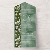 Green Daisy Formal All in One Wedding Uitnodiging