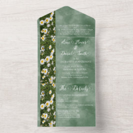 Green Daisy Formal All in One Wedding Uitnodiging