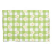 Green Daisy Gingham Pattern Kussensloop (Voorkant-Links)