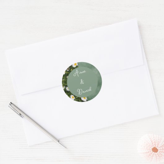 Green Daisy Ronde Sticker (Envelop)