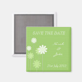 Green Daisy Wedding Save the Date Magnet Magneet (Voorkant / Achterkant)