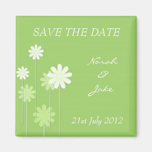 Green Daisy Wedding Save the Date Magnet Magneet
