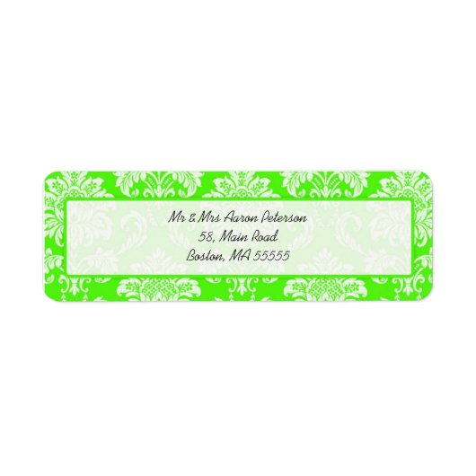 Green Damask  Adresetiketten Etiket (Voorkant)