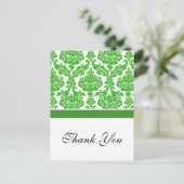 green damask bruiloft bedankt briefkaart (Staand voorkant)