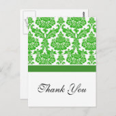 green damask bruiloft bedankt briefkaart (Voorkant / Achterkant)