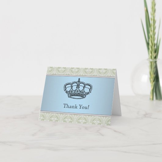 Green Damask Crown Petit Prince Merci Cartes (Devant)