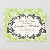 Green Damask Enregistrer la carte postale Date (Devant / Derrière)