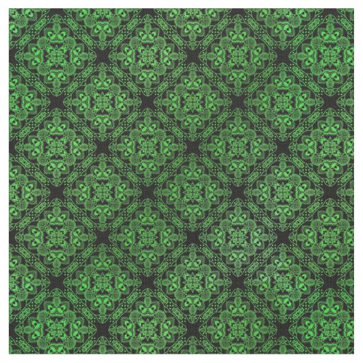 Green Damask Medallion Pattern Stof (Close Up)