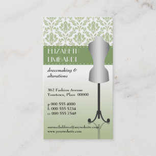 Green Damask Mode Dress Form Visitekaartje