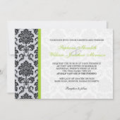 Green Damask Monogram Uitnodiging (Voorkant)