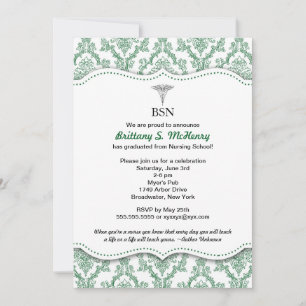 Green Damask Nurse afstuderen pinning nodigt uit Kaart