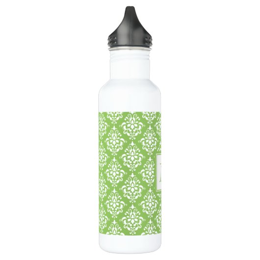 Green Damask Patroon 1 met Monogram Waterfles (Links)