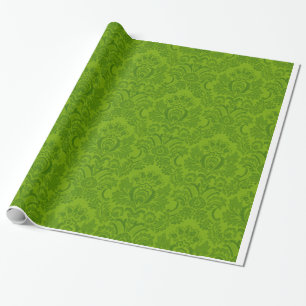 Green Damask Patroon Cadeaupapier
