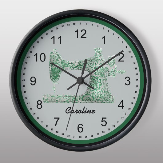 Green Damask Sewing Machine Wall Clock Grote Klok