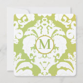 Green Damask Wedding Invitations Kaart (Achterkant)