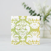 Green Damask Wedding Invitations Kaart (Staand voorkant)