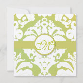 Green Damask Wedding Invitations Kaart (Achterkant)