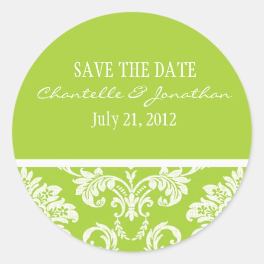 Green Damask Wedding Sticker (Voorkant)