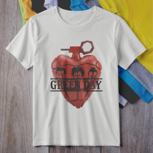 Green Day Rode Hartgranaat Punk Rock T-shirt