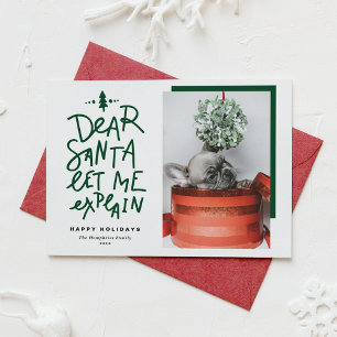 Green Dear Santa Laat me de foto van Baby uitlegge Feestdagenkaart