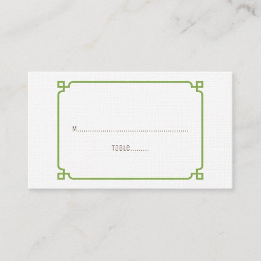 Green Deco Chic Mariage Cartes de Place (Devant)