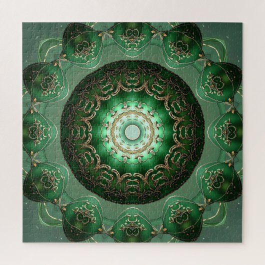 Green Decorative Floral Jigsaw Puzzle (Vertical)
