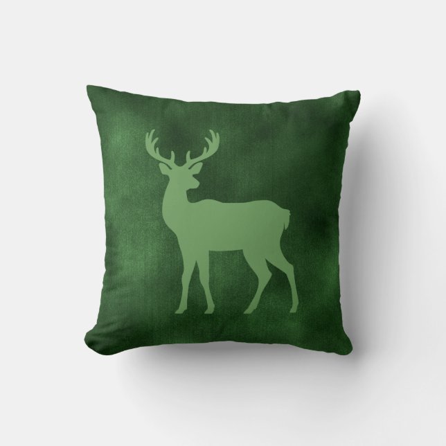 Green Deer Shape On Faux Green Velvet Texture Kussen (Voorkant)