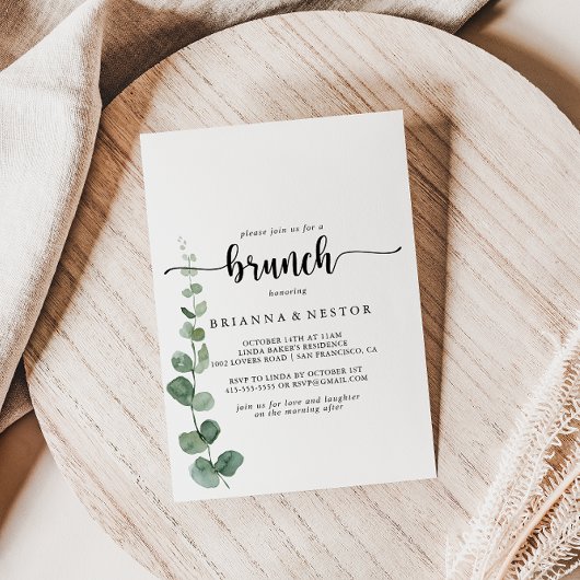 Green Delight Eucalyptus Brunch Invitation Kaart