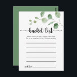 Green Delight Eucalyptus Simple Bucket List Cartes<br><div class="desc">Ces cartes de liste de seau à eucalyptus pour le plaisir vert sont l'activité parfaite pour une réception de mariage moderne ou une douche nuptiale. L'aménagement comprend des branches et des feuilles d'eucalyptus botaniques élégants dessinés à la main dans des aquarelles. Modifier le libellé pour convenir à tout événement de...</div>
